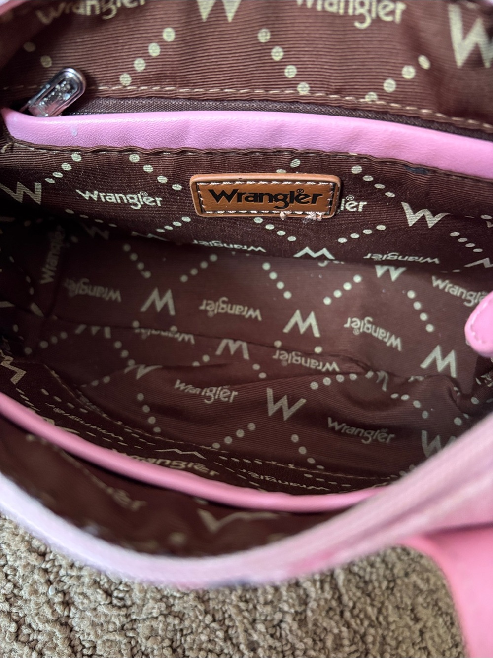 Wrangler Pink Geometric Embroidered Crossbody Bag - Picture 2 of 4